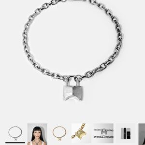 Silver Padlock Chain Necklace - Chunky Silver Link Choker